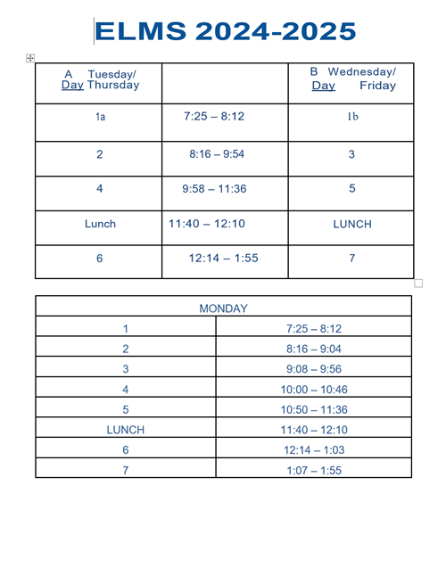 Bell Schedule